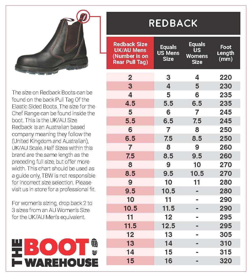Boot Wide Size Chart
