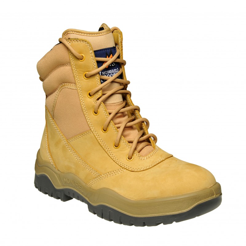 Mongrel 251050 Work Boots. 8inch Steel Toe Safety. Wheat Lace Up Zip ...