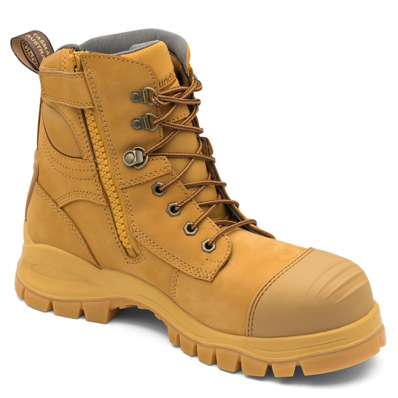 Blundstone 992 Steel Toe Safety Work Boots. Wheat, 150mm, Zip Side ...