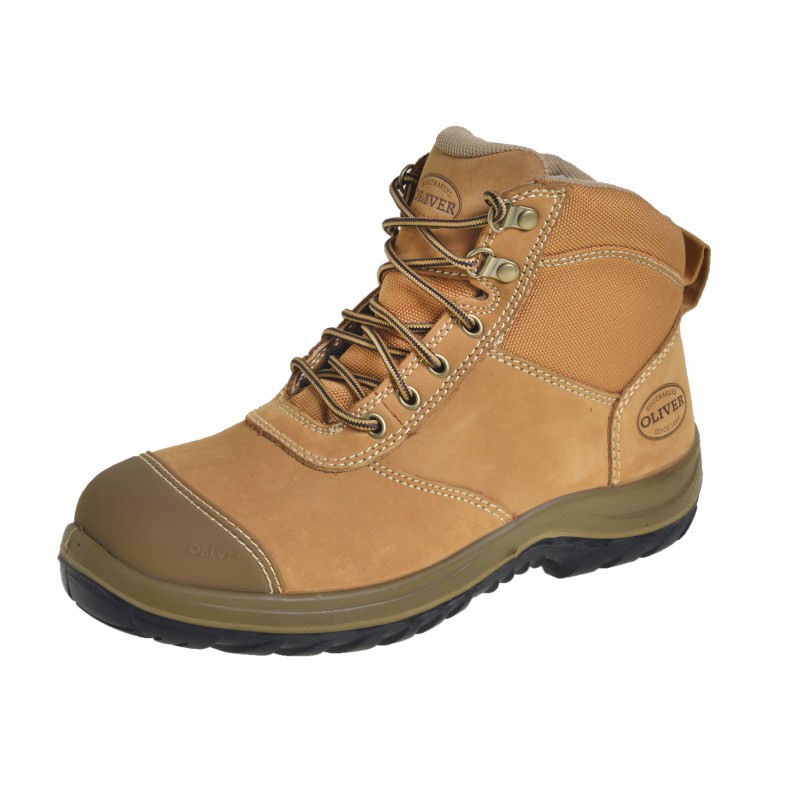 Oliver 34662 Work Boot. Steel Toe Safety. Wheat Nubuck Zip-Side Ankle ...