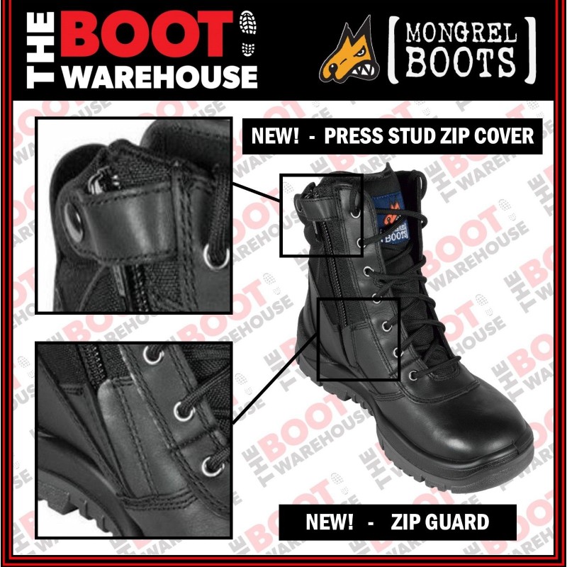 Mongrel Work Boots 951020, Non Safety, Soft Toe Footwear, Black, Hi-Leg ...