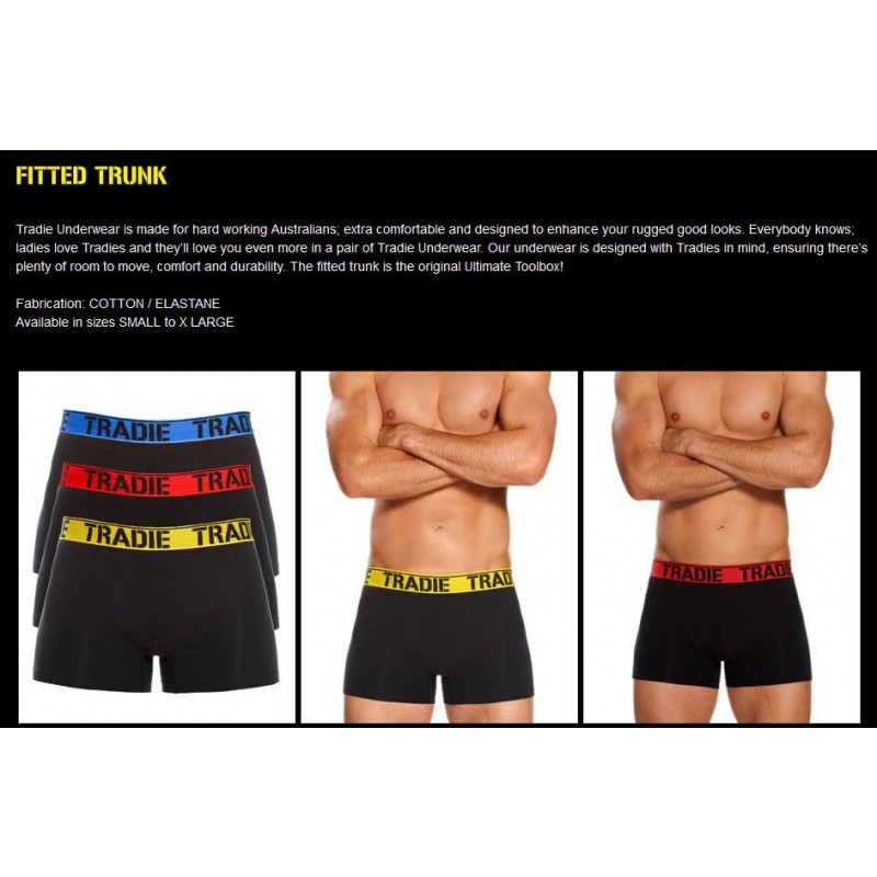2x TRADIE UNDIES MENS, 3 PACK( 6 IN TOTAL), TRUNK BRIGHTS, FREE AUS SHIPPING