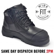 Wide Load 690BZ Black, Extra Wide 6inch Steel toe Zip/Lace Up Boot - 6E