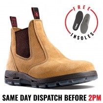 Redback Work Boots USBBA Steel Toe Cap Safety. Elastic Sided Bobcat Banana Suede