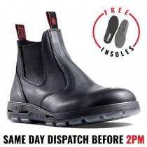 Redback UBBK Non Safety - No Steel Toe - Black Work Boots. Elastic Sided Bobcat. Oiled-Kip