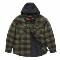 Hard Yakka "Y06690" Quilted Flannel Hooded Shacket - Green