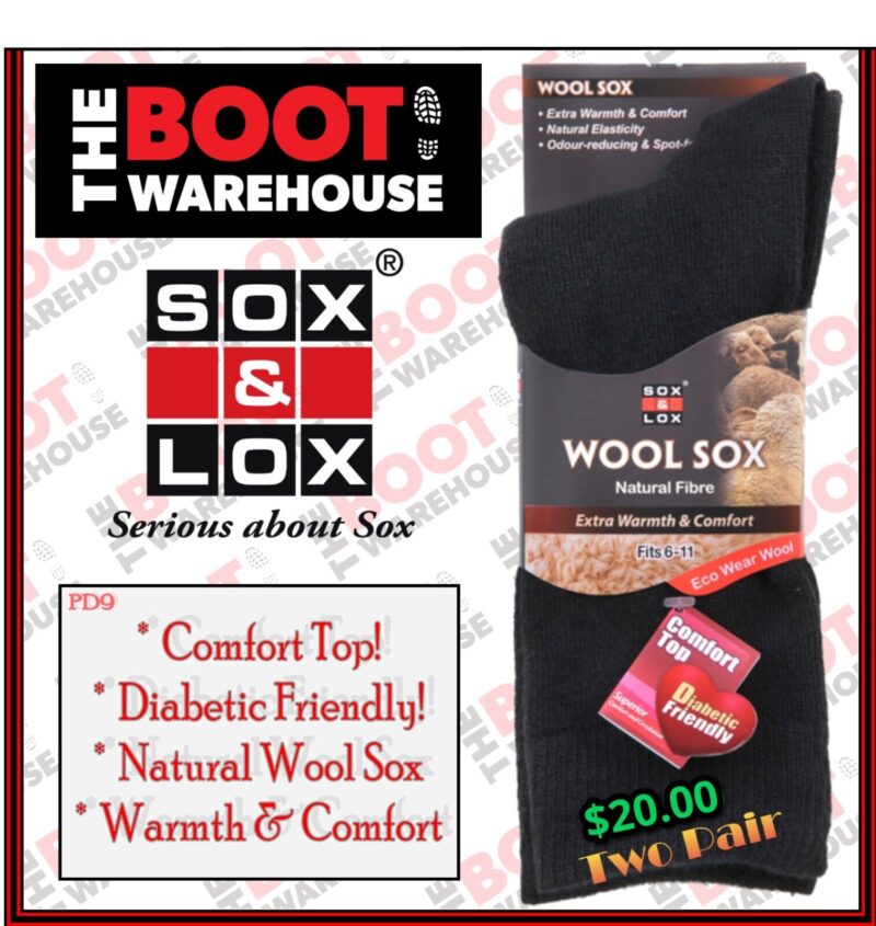 SOX & LOX  Men's Wool - Extra Warmth and Comfort. Diabetic Friendly!  - (PD9)