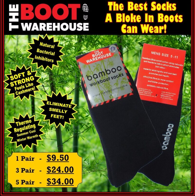 TBW Bamboo Work Boot Socks. Safety, Leather, Soft Toe & Steel Cap Workboots Sox