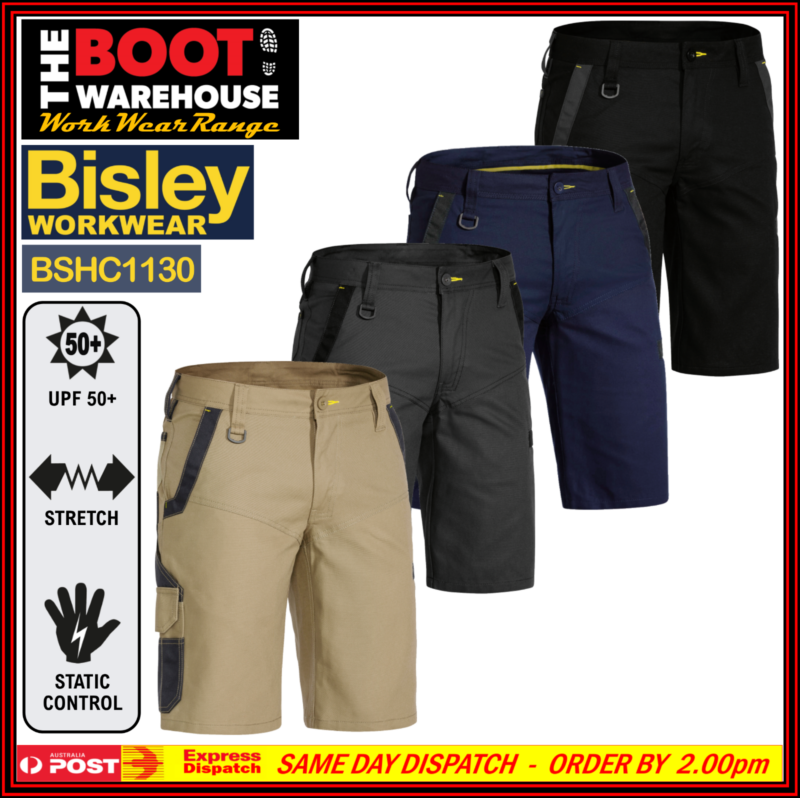 Bisley BSHC1130 - FLEX & MOVE - Men's Stretch Work Shorts FITTED MODERN COMFORT